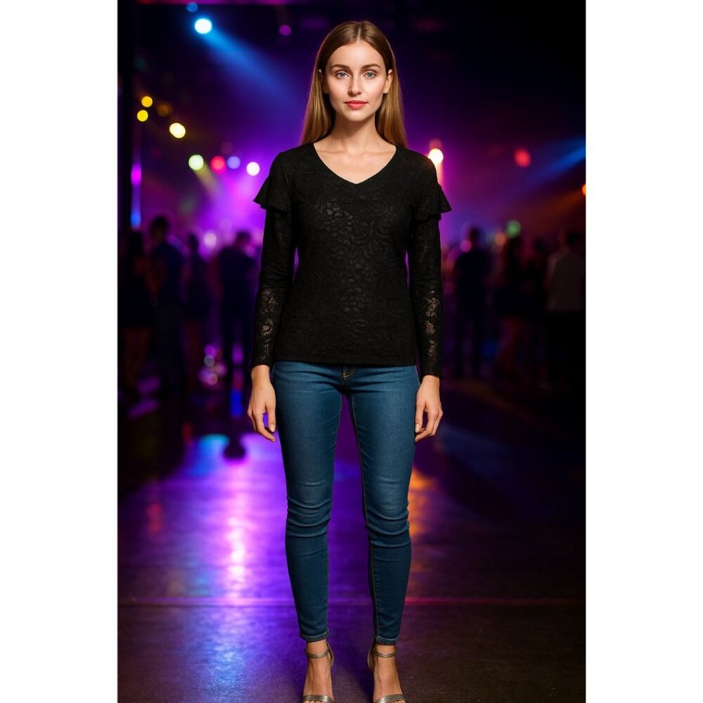 Juicy Couture Black Lace Shirt Epulets Size XS NWT